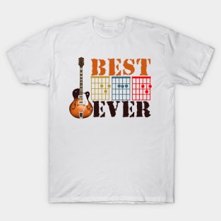 Vintage Guitarist Best Dad Ever Guitar Dad Chord Men Gift T-Shirt